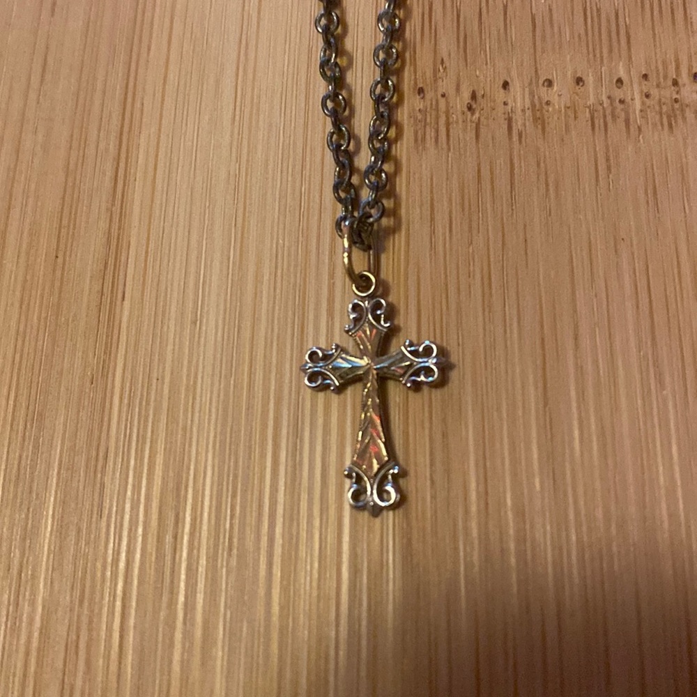 Mini gold cross necklace